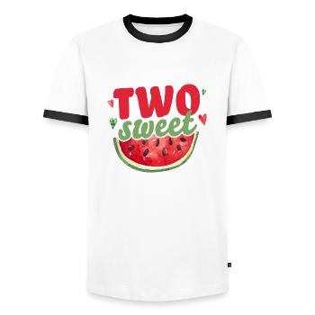two Sweet zweiter Geburtstag 2 Jahre Geschenk Kids - Männer Kontrast-T-Shirt - Weiß/Schwarz - Vorne - AI Model Female 172 light (172cm) & AI Model Male 178 dark (178cm)
