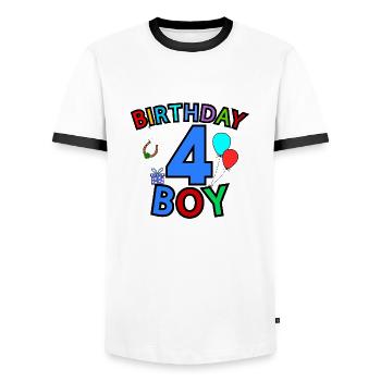 Birthday Boy 4 - Männer Kontrast-T-Shirt - Weiß/Schwarz - Vorne - AI Model Female 172 light (172cm) & AI Model Male 178 dark (178cm)
