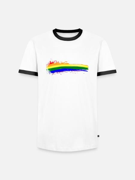 Couleur Coloré Arc-en-ciel LGBTQ Censure Symbole - T-shirt contrasté Homme - blanc/noir