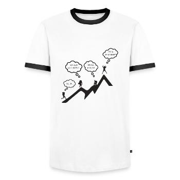 Bergsteiger lustiger Kaiserschmarrn Spruch motiv - Männer Kontrast-T-Shirt - Weiß/Schwarz - Vorne - AI Model Female 172 light (172cm) & AI Model Male 178 dark (178cm)