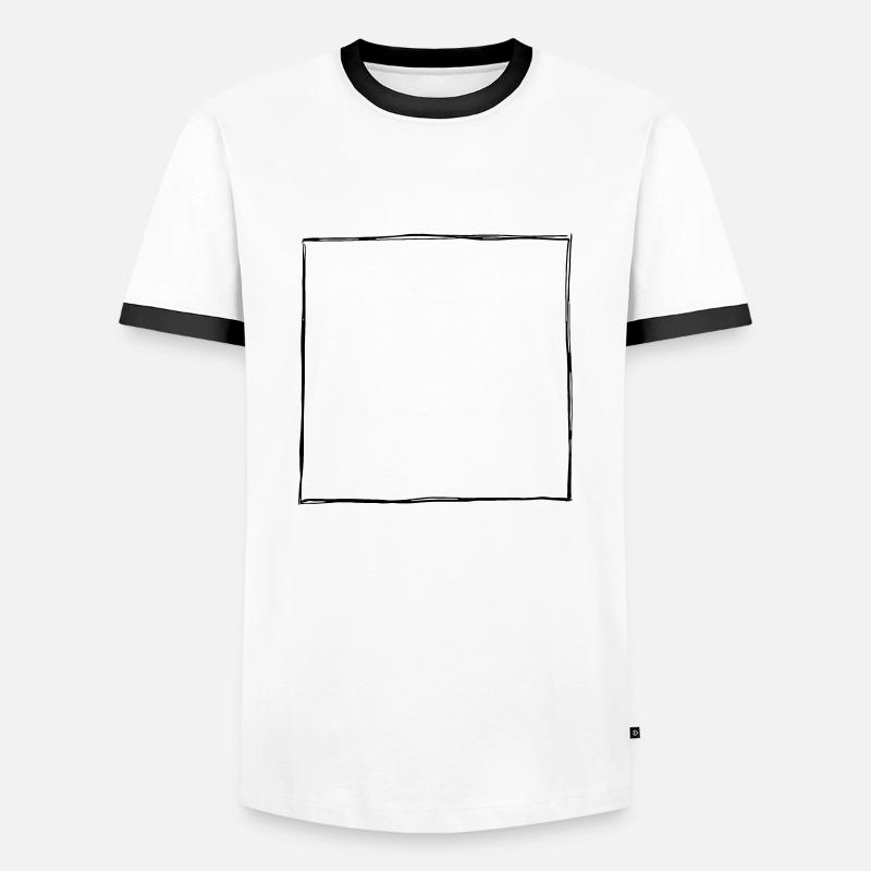 Ink Drawn Square Frame (1c) - Men's Ringer Shirt - white/black