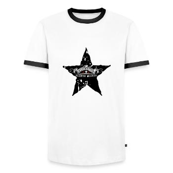 alerta alerta militant antifasciste - T-shirt contrasté Homme - blanc/noir - Devant - AI Model Female 172 light (172cm) & AI Model Male 178 dark (178cm)