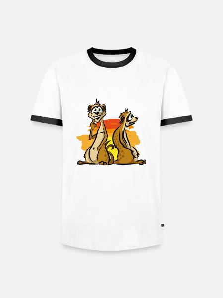 Meerkat Africa Comic Cartoon - Men's Ringer Shirt - white/black