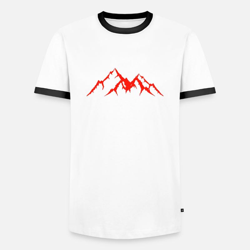 Bright red mountain! - Men's Ringer Shirt - white/black