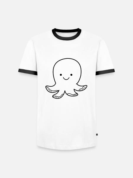 oktopus smile - Männer Kontrast-T-Shirt - Weiß/Schwarz