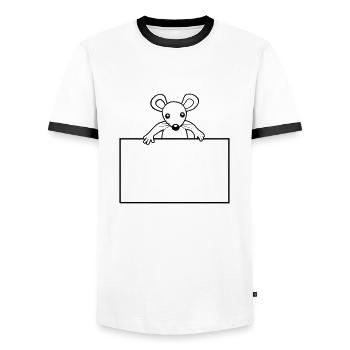 Shield with mouse - Men's Ringer Shirt - white/black - Front - AI Model Female 172 light (172cm) & AI Model Male 178 dark (178cm)