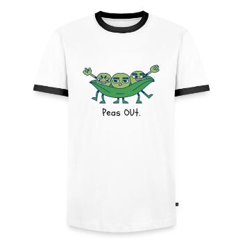 Peas out - Männer Kontrast-T-Shirt - Weiß/Schwarz - Vorne - AI Model Female 172 light (172cm) & AI Model Male 178 dark (178cm)