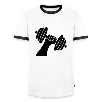 Poids d’haltères - T-shirt contrasté Homme - blanc/noir - Devant - AI Model Female 172 light (172cm) & AI Model Male 178 dark (178cm)