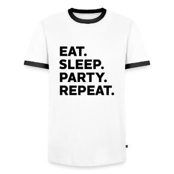 EAT SLEEP PARTY REPEAT Party Monster Gift Celebration - Men's Ringer Shirt - white/black - Front - AI Model Female 172 light (172cm) & AI Model Male 178 dark (178cm)
