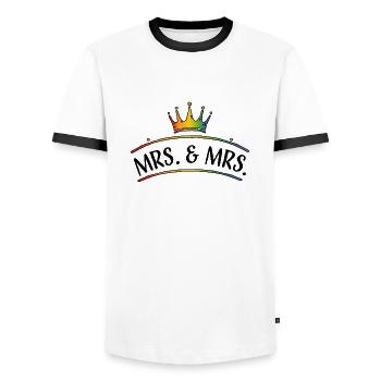 Couronne arc-en-ciel MRS et MRS mariage lesbien - T-shirt contrasté Homme - blanc/noir - Devant - AI Model Female 172 light (172cm) & AI Model Male 178 dark (178cm)