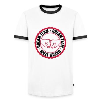 Équipe de rêve Stamp - T-shirt contrasté Homme - blanc/noir - Devant - AI Model Female 172 light (172cm) & AI Model Male 178 dark (178cm)