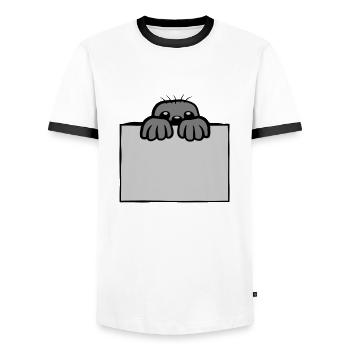 Maulwurf zeigt Schild - Männer Kontrast-T-Shirt - Weiß/Schwarz - Vorne - AI Model Female 172 light (172cm) & AI Model Male 178 dark (178cm)