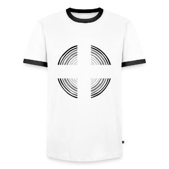 Cross Circle God - Men's Ringer Shirt - white/black - Front - AI Model Female 172 light (172cm) & AI Model Male 178 dark (178cm)