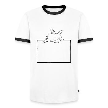 Rabbit sleeps shield - Men's Ringer Shirt - white/black - Front - AI Model Female 172 light (172cm) & AI Model Male 178 dark (178cm)