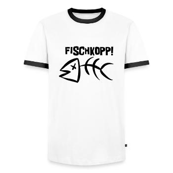 Fischkopp! - Männer Kontrast-T-Shirt - Weiß/Schwarz - Vorne - AI Model Female 172 light (172cm) & AI Model Male 178 dark (178cm)