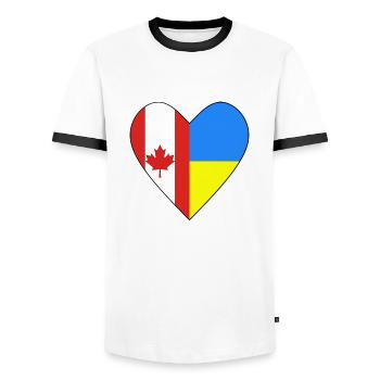 Canada Ukraine Heart - Men's Ringer Shirt - white/black - Front - AI Model Female 172 light (172cm) & AI Model Male 178 dark (178cm)