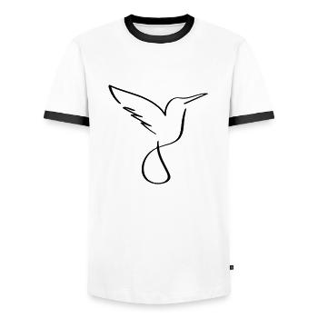 Vogel Line Art - Minimalist - Men's Ringer Shirt - white/black - Front - AI Model Female 172 light (172cm) & AI Model Male 178 dark (178cm)