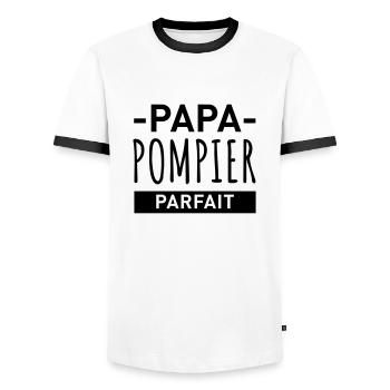 PAPA POMPIER PARFAIT Papa pompier, cadeau père - T-shirt contrasté Homme - blanc/noir - Devant - AI Model Female 172 light (172cm) & AI Model Male 178 dark (178cm)