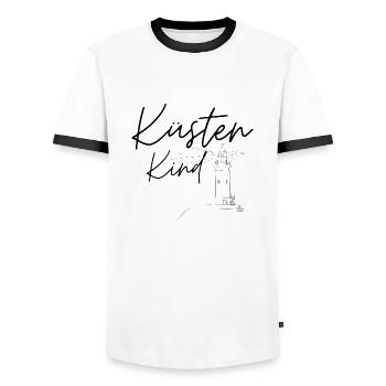 Küstenkind - Männer Kontrast-T-Shirt - Weiß/Schwarz - Vorne - AI Model Female 172 light (172cm) & AI Model Male 178 dark (178cm)