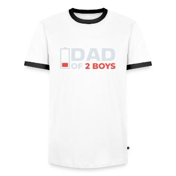 Papa von 2 Söhnen Vatertag Vater Sohn Partnerlook - Männer Kontrast-T-Shirt - Weiß/Schwarz - Vorne - AI Model Female 172 light (172cm) & AI Model Male 178 dark (178cm)