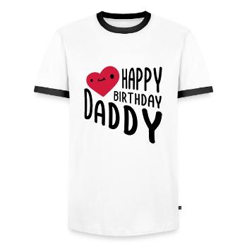 Happy Birthday Daddy - Men's Ringer Shirt - white/black - Front - AI Model Female 172 light (172cm) & AI Model Male 178 dark (178cm)