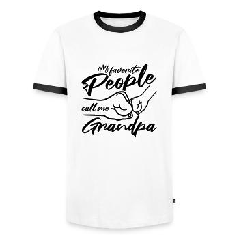 People Call Me Grandpa - Men's Ringer Shirt - white/black - Front - AI Model Female 172 light (172cm) & AI Model Male 178 dark (178cm)