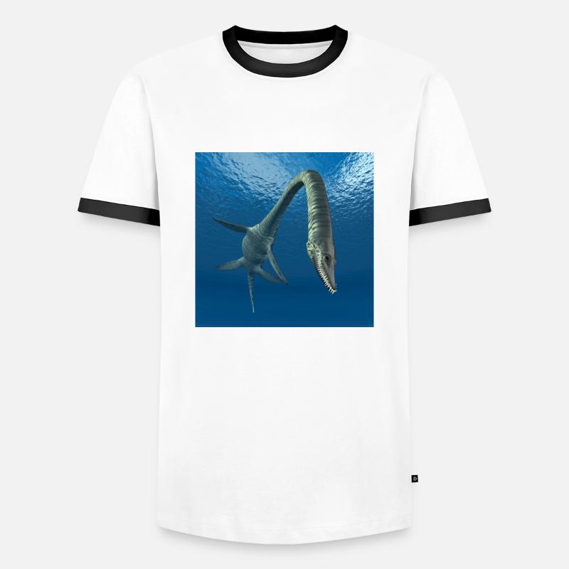 Plesiosaur Elasmosaurus - Men's Ringer Shirt - white/black