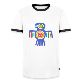 Inca Culture, Latin America - Men's Ringer Shirt - white/black - Front - AI Model Female 172 light (172cm) & AI Model Male 178 dark (178cm)