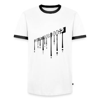 Caressez votre chien en disant - T-shirt contrasté Homme - blanc/noir - Devant - AI Model Female 172 light (172cm) & AI Model Male 178 dark (178cm)