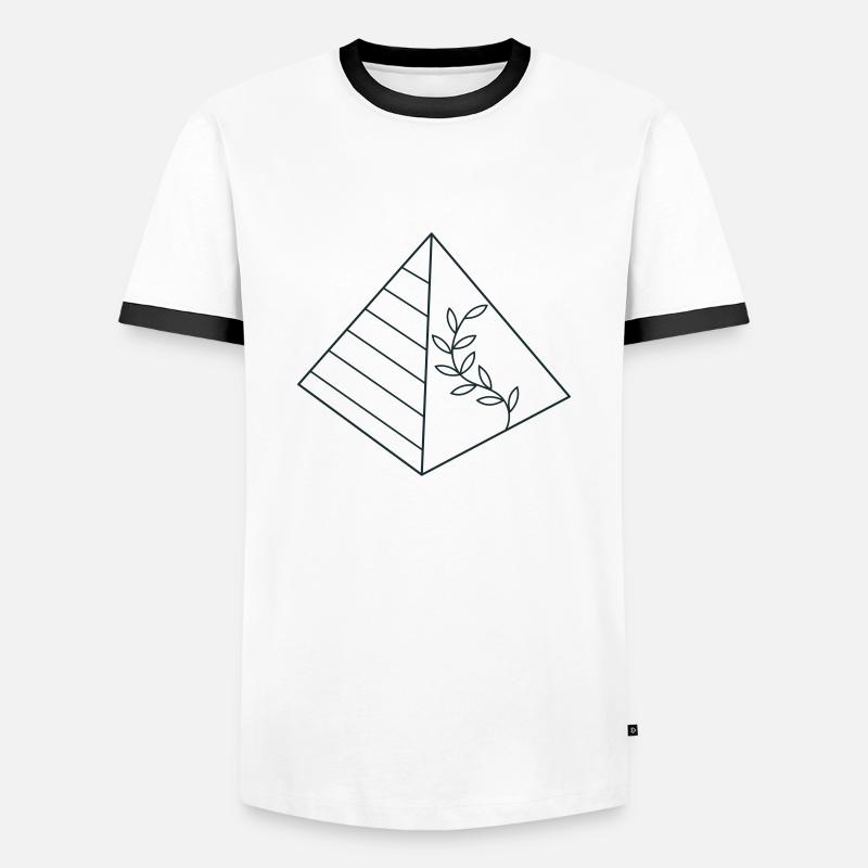 Pyramide mit Blumenbewuchs - Männer Kontrast-T-Shirt - Weiß/Schwarz