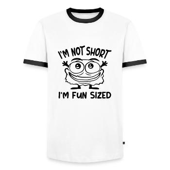 Not short fun sized - Men's Ringer Shirt - white/black - Front - AI Model Female 172 light (172cm) & AI Model Male 178 dark (178cm)