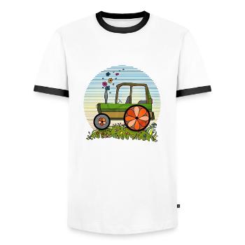 Tractor - Men's Ringer Shirt - white/black - Front - AI Model Female 172 light (172cm) & AI Model Male 178 dark (178cm)