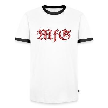 Mit freundlichen Grüßen - Männer Kontrast-T-Shirt - Weiß/Schwarz - Vorne - AI Model Female 172 light (172cm) & AI Model Male 178 dark (178cm)
