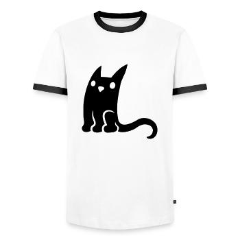 Black little cute cat - Men's Ringer Shirt - white/black - Front - AI Model Female 172 light (172cm) & AI Model Male 178 dark (178cm)