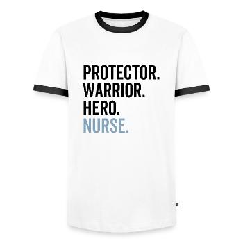 Protector Krieger Held Krankenschwester - Männer Kontrast-T-Shirt - Weiß/Schwarz - Vorne - AI Model Female 172 light (172cm) & AI Model Male 178 dark (178cm)