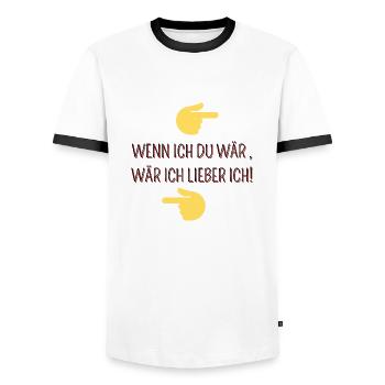 WENN ICH DU WÄR WÄR ICH LIEBER ICH - Männer Kontrast-T-Shirt - Weiß/Schwarz - Vorne - AI Model Female 172 light (172cm) & AI Model Male 178 dark (178cm)