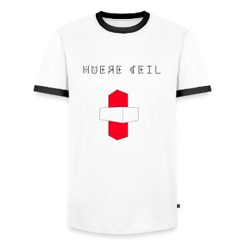 Huere Geil - Männer Kontrast-T-Shirt - Weiß/Schwarz - Vorne - AI Model Female 172 light (172cm) & AI Model Male 178 dark (178cm)