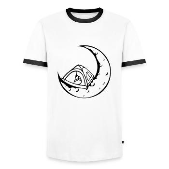Sichelmond Camping Tent Space - Men's Ringer Shirt - white/black - Front - AI Model Female 172 light (172cm) & AI Model Male 178 dark (178cm)