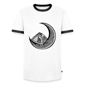 Moon Camping Tent Space - Men's Ringer Shirt - white/black - Front - AI Model Female 172 light (172cm) & AI Model Male 178 dark (178cm)