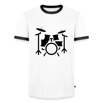 Batterie - Männer Kontrast-T-Shirt - Weiß/Schwarz - Vorne - AI Model Female 172 light (172cm) & AI Model Male 178 dark (178cm)