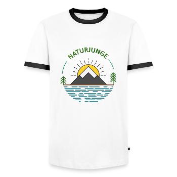 Naturjunge - Männer Kontrast-T-Shirt - Weiß/Schwarz - Vorne - AI Model Female 172 light (172cm) & AI Model Male 178 dark (178cm)