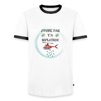 inflation - T-shirt contrasté Homme - blanc/noir - Devant - AI Model Female 172 light (172cm) & AI Model Male 178 dark (178cm)