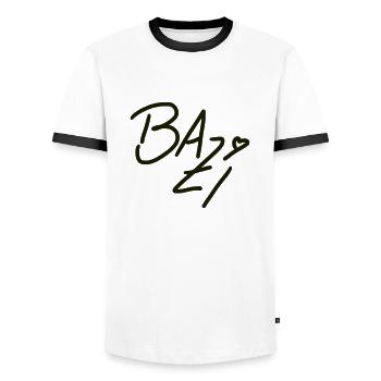 BAZi - Männer Kontrast-T-Shirt - Weiß/Schwarz - Vorne - AI Model Female 172 light (172cm) & AI Model Male 178 dark (178cm)
