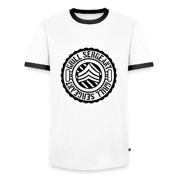 Grill Grill Sergeant Stamp - Men's Ringer Shirt - white/black - Front - AI Model Female 172 light (172cm) & AI Model Male 178 dark (178cm)