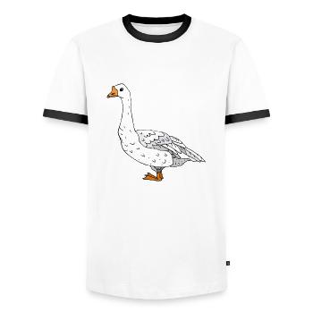 Gans - Männer Kontrast-T-Shirt - Weiß/Schwarz - Vorne - AI Model Female 172 light (172cm) & AI Model Male 178 dark (178cm)