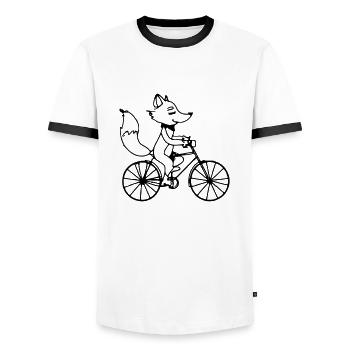Fuchs Fährt Fahrrad Geschenkidee Vektor - Männer Kontrast-T-Shirt - Weiß/Schwarz - Vorne - AI Model Female 172 light (172cm) & AI Model Male 178 dark (178cm)