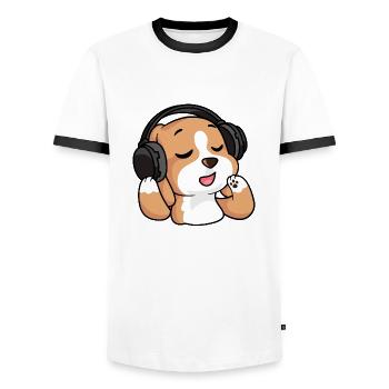 Der singende Beagle - Männer Kontrast-T-Shirt - Weiß/Schwarz - Vorne - AI Model Female 172 light (172cm) & AI Model Male 178 dark (178cm)