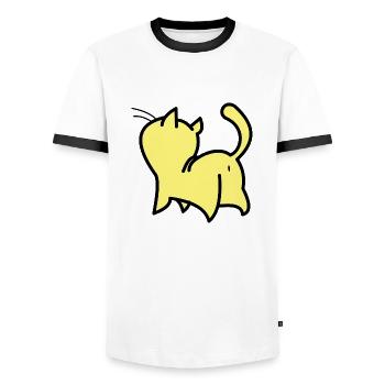 chat jaune - T-shirt contrasté Homme - blanc/noir - Devant - AI Model Female 172 light (172cm) & AI Model Male 178 dark (178cm)