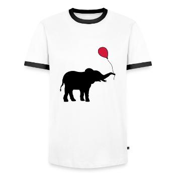 Cadeau d’éléphant ballon rouge - T-shirt contrasté Homme - blanc/noir - Devant - AI Model Female 172 light (172cm) & AI Model Male 178 dark (178cm)