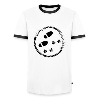 Six feet friendship - Männer Kontrast-T-Shirt - Weiß/Schwarz - Vorne - AI Model Female 172 light (172cm) & AI Model Male 178 dark (178cm)